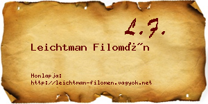 Leichtman Filomén névjegykártya
